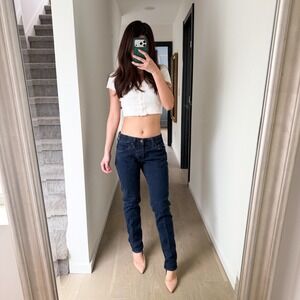 AG Kurabo Japanese Premium Low Rise Cotton Jeans Straight Slim Leg Dark Wash 24